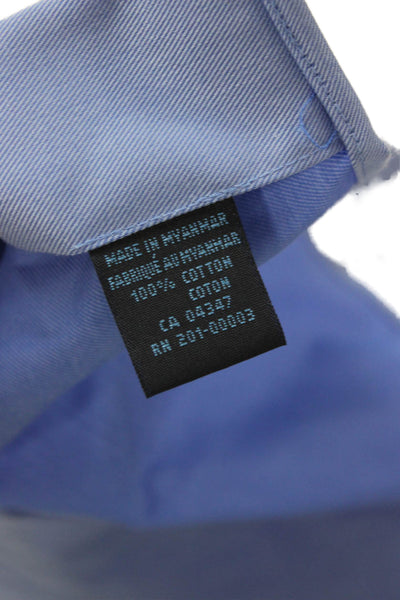 Blu Mens Point Spread Collar Dress Shirt Blue 100% Cotton Long Sleeve Size 15.5