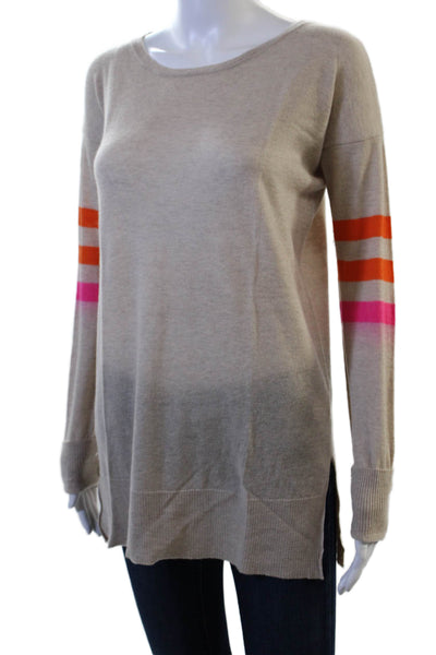 WYSE London Unisex Beige Striped Cashmere Pullover Sweater Round Neck Size 1
