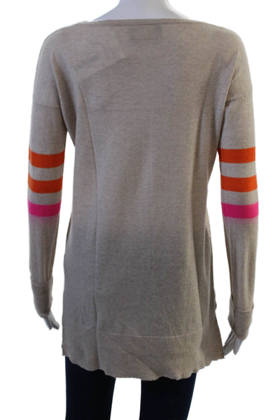 WYSE London Unisex Beige Striped Cashmere Pullover Sweater Round Neck Size 1