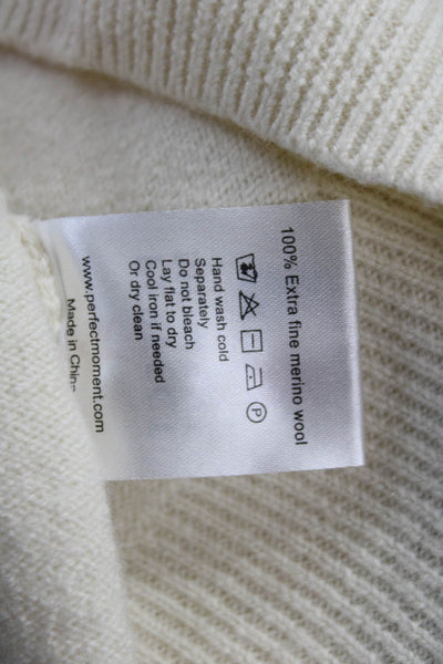 Perfect Moment Women Turtleneck Pullover Beige Merino Quote Size L