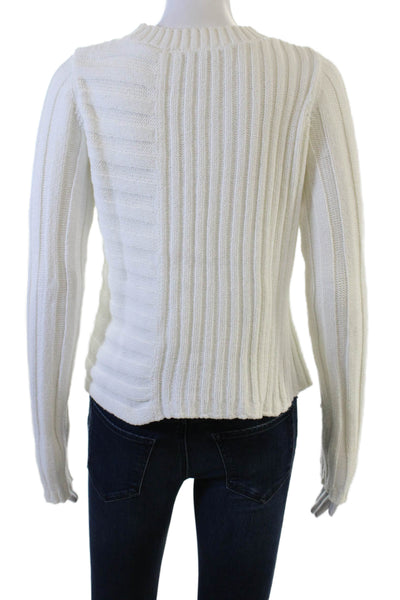 Vince Unisex White Striped Crew Neck Cotton Blend Pullover Sweater Size M