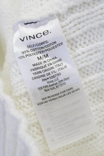 Vince Unisex White Striped Crew Neck Cotton Blend Pullover Sweater Size M