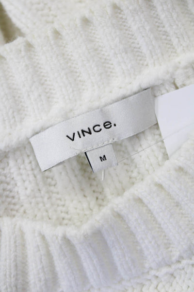 Vince Unisex White Striped Crew Neck Cotton Blend Pullover Sweater Size M