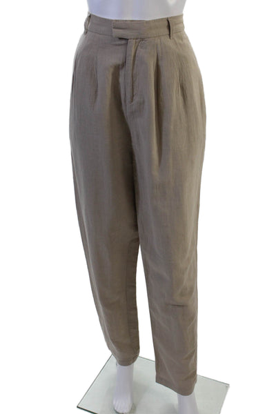 L Academie Women Dress Pants Beige Linen Cotton Size S