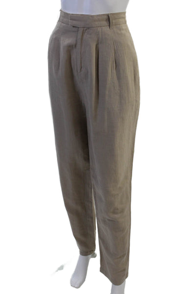 L Academie Women Dress Pants Beige Linen Cotton Size S