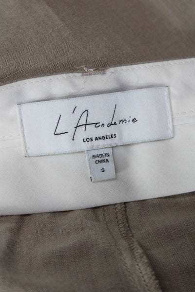 L Academie Women Dress Pants Beige Linen Cotton Size S