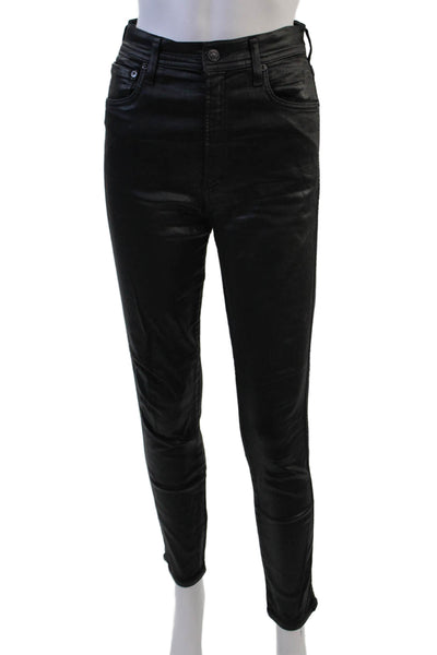 Agolde Womens Black Jeggings Button Mid Rise Biker Size 27