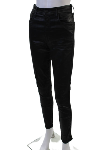 Agolde Womens Black Jeggings Button Mid Rise Biker Size 27