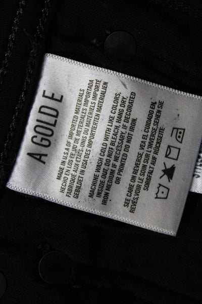 Agolde Womens Black Jeggings Button Mid Rise Biker Size 27