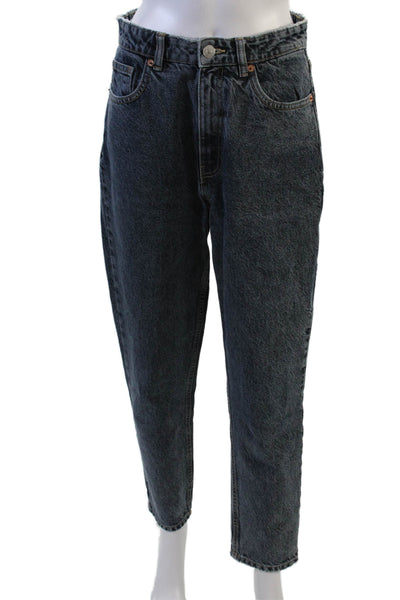 Zara Womens Dark Gray Mom Tapered Cotton Jeans Size 6