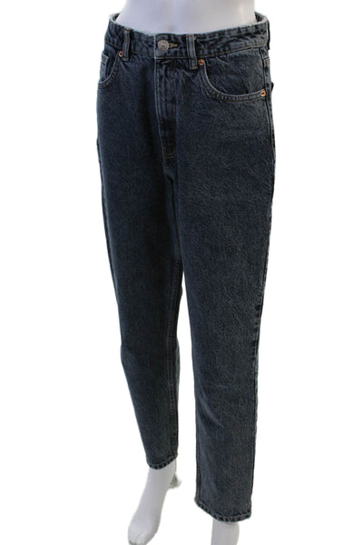 Zara Womens Dark Gray Mom Tapered Cotton Jeans Size 6