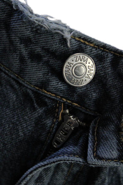 Zara Womens Dark Gray Mom Tapered Cotton Jeans Size 6