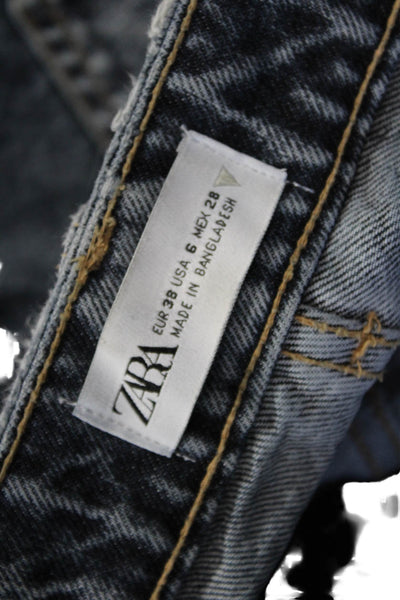 Zara Womens Dark Gray Mom Tapered Cotton Jeans Size 6
