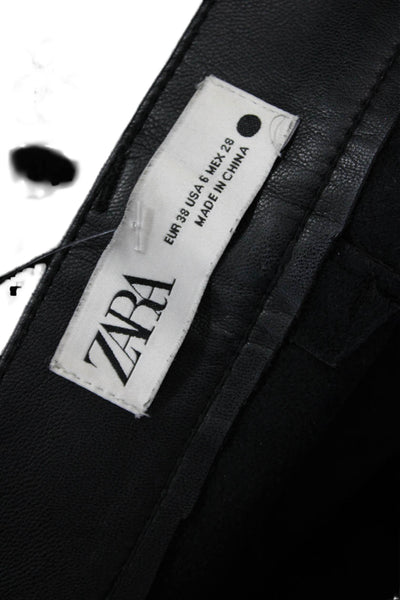 Zara Women Cropped Ankle Biker Black Pants Size 6