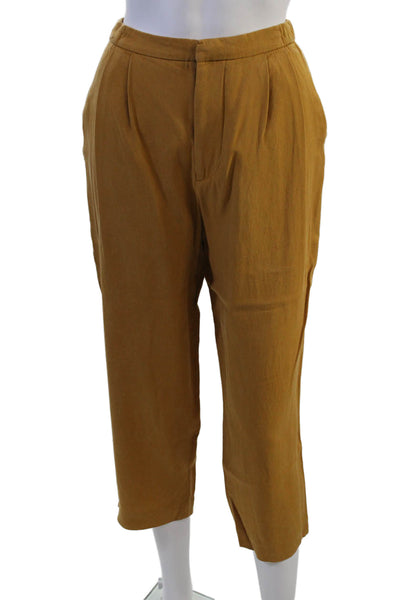 Zara Women Cropped Ankle Pants Brown Lyocell Bohemian Size S