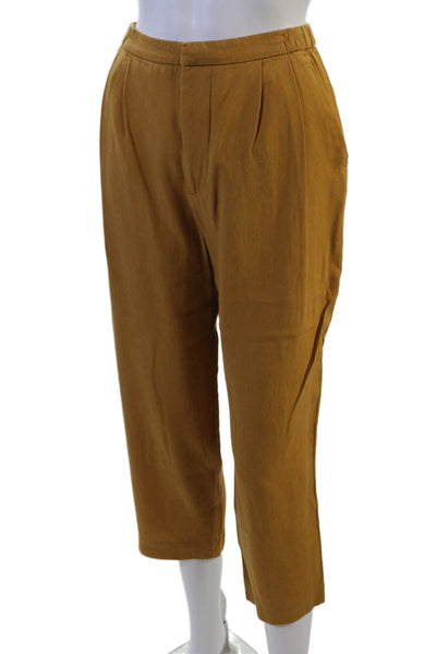 Zara Women Cropped Ankle Pants Brown Lyocell Bohemian Size S