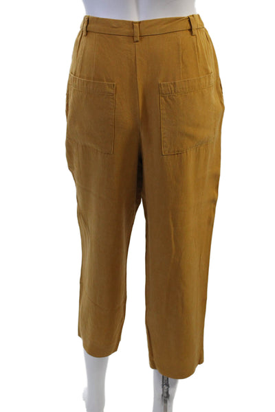 Zara Women Cropped Ankle Pants Brown Lyocell Bohemian Size S