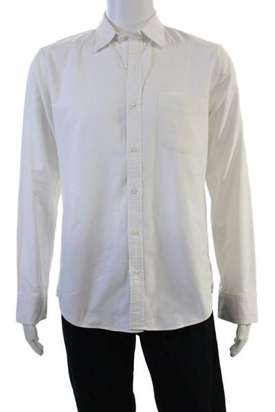 J Crew Mens Button Front Long Sleeve Collared Slim Shirt White Size Medium