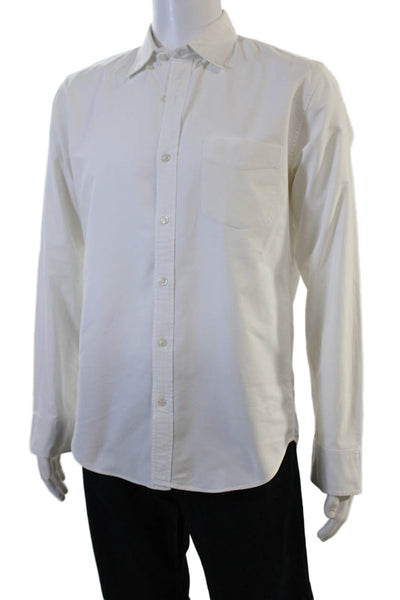 J Crew Mens Button Front Long Sleeve Collared Slim Shirt White Size Medium