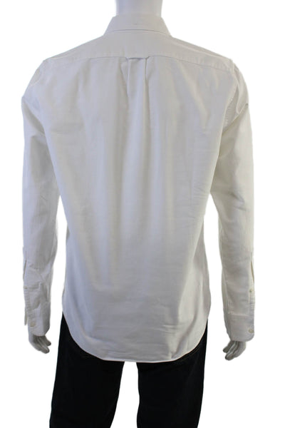 J Crew Mens Button Front Long Sleeve Collared Slim Shirt White Size Medium