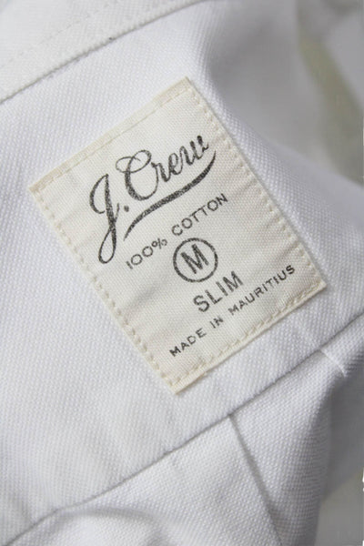 J Crew Mens Button Front Long Sleeve Collared Slim Shirt White Size Medium