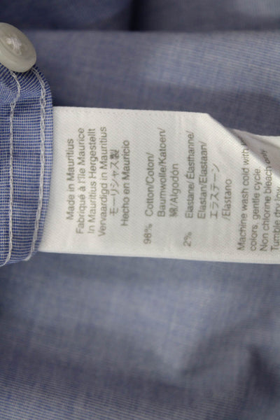J Crew Mens Button Front Long Sleeve Collared Slim Shirt Blue Cotton Medium