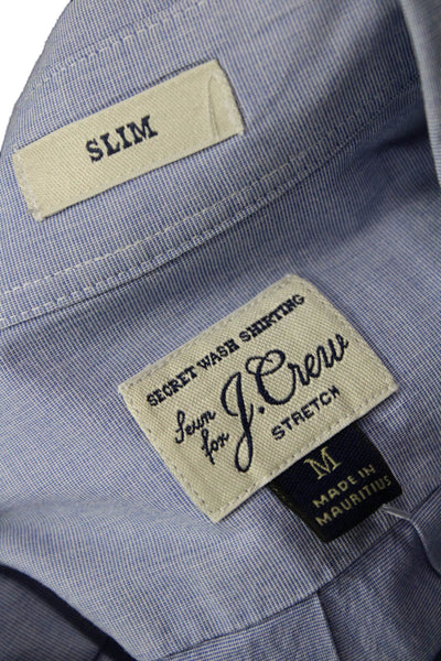 J Crew Mens Button Front Long Sleeve Collared Slim Shirt Blue Cotton Medium