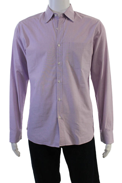 J Crew Mens Button Front Long Sleeve Collared Slim Shirt Purple Size Medium