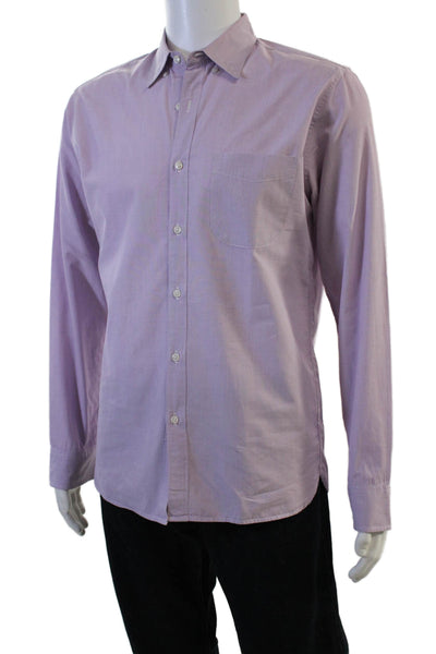 J Crew Mens Button Front Long Sleeve Collared Slim Shirt Purple Size Medium