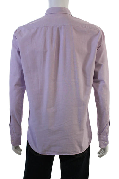 J Crew Mens Button Front Long Sleeve Collared Slim Shirt Purple Size Medium