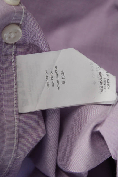 J Crew Mens Button Front Long Sleeve Collared Slim Shirt Purple Size Medium