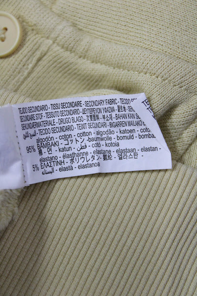 Zara Women Henley Sweatshirt Beige Cotton Long Sleeve Collared Button Size S