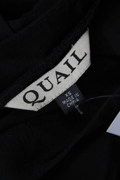 Quail Women Basic Black Silk Blouse Round Neck Short Sleeve Size XS