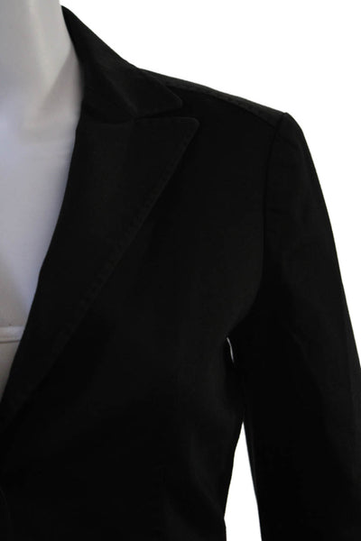 Maloom Unisex Black Collared Button Cotton Spandex Blazer Long Sleeve Size 6