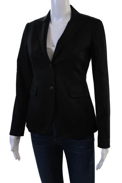 Maloom Unisex Black Collared Button Cotton Spandex Blazer Long Sleeve Size 6