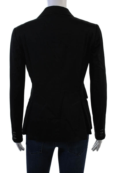 Maloom Unisex Black Collared Button Cotton Spandex Blazer Long Sleeve Size 6