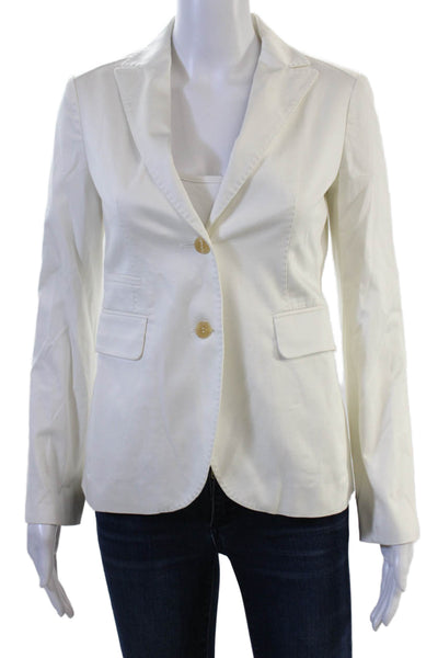 Maloom Women White Classic Blazer Collared Long Sleeve Button Size 6