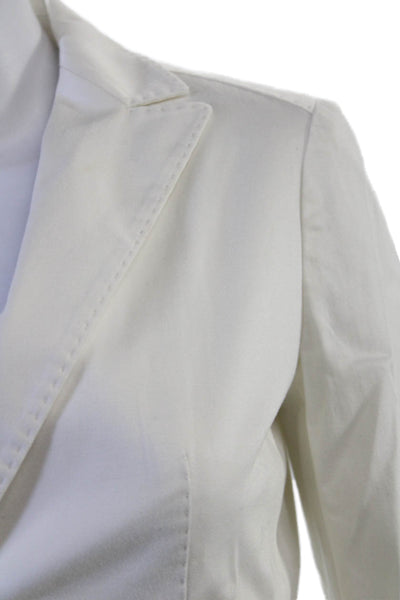 Maloom Women White Classic Blazer Collared Long Sleeve Button Size 6