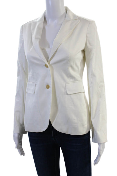 Maloom Women White Classic Blazer Collared Long Sleeve Button Size 6