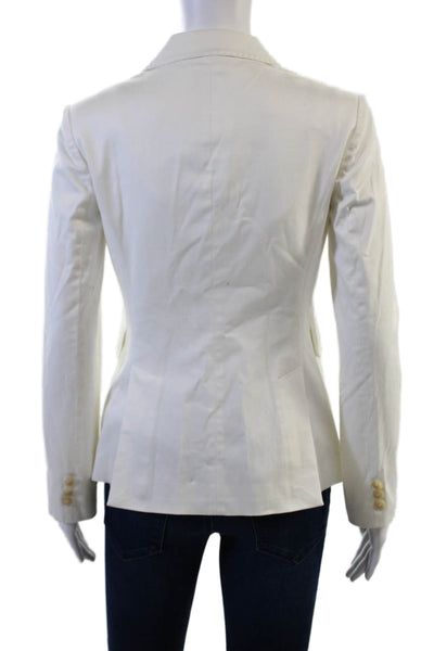 Maloom Women White Classic Blazer Collared Long Sleeve Button Size 6