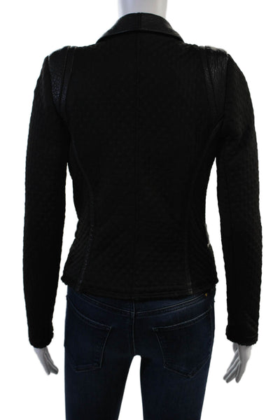 IRO Women Quilted Blazer Black Zip Long Sleeve Size 38