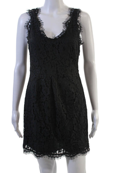 Joie Women Sheath Mini Dress Black Floral V-Neck Sleeveless Zip Size XS