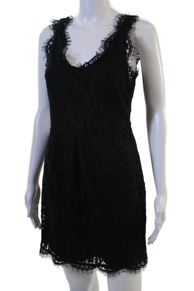 Joie Women Sheath Mini Dress Black Floral V-Neck Sleeveless Zip Size XS