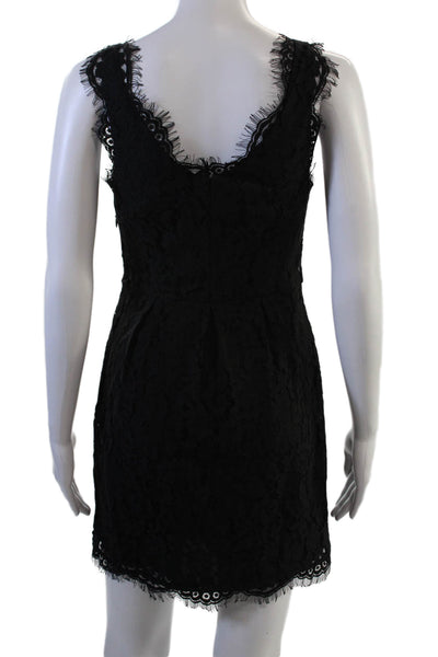 Joie Women Sheath Mini Dress Black Floral V-Neck Sleeveless Zip Size XS