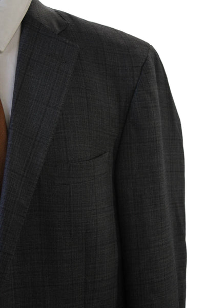 Hart Schaffner Marx Mens Dark Gray Check Suit Jacket Button Size 44