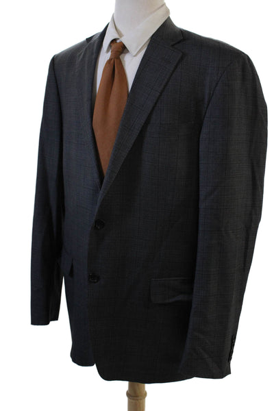 Hart Schaffner Marx Mens Dark Gray Check Suit Jacket Button Size 44