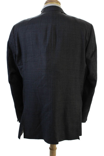 Hart Schaffner Marx Mens Dark Gray Check Suit Jacket Button Size 44