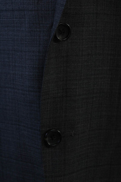 Hart Schaffner Marx Mens Dark Gray Check Suit Jacket Button Size 44