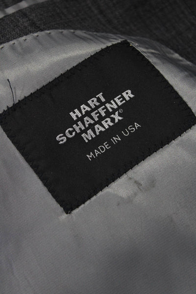Hart Schaffner Marx Mens Dark Gray Check Suit Jacket Button Size 44