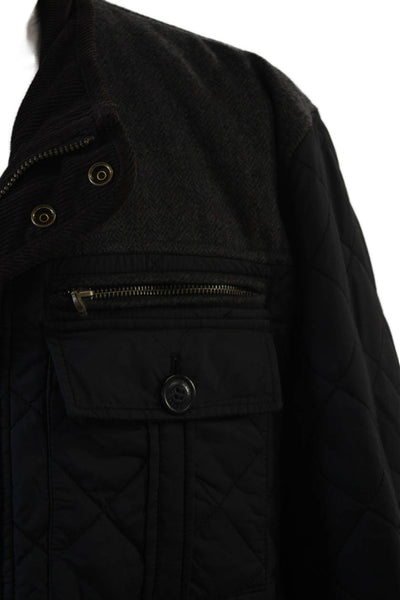 Cole Haan Mens Quilted Black Nylon Button Collared Jacket Size 2XL